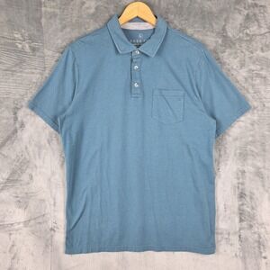 Free Fly Polo‎ Shirt Large Blue Bamboo Performance Lightweight Golf Athleisure